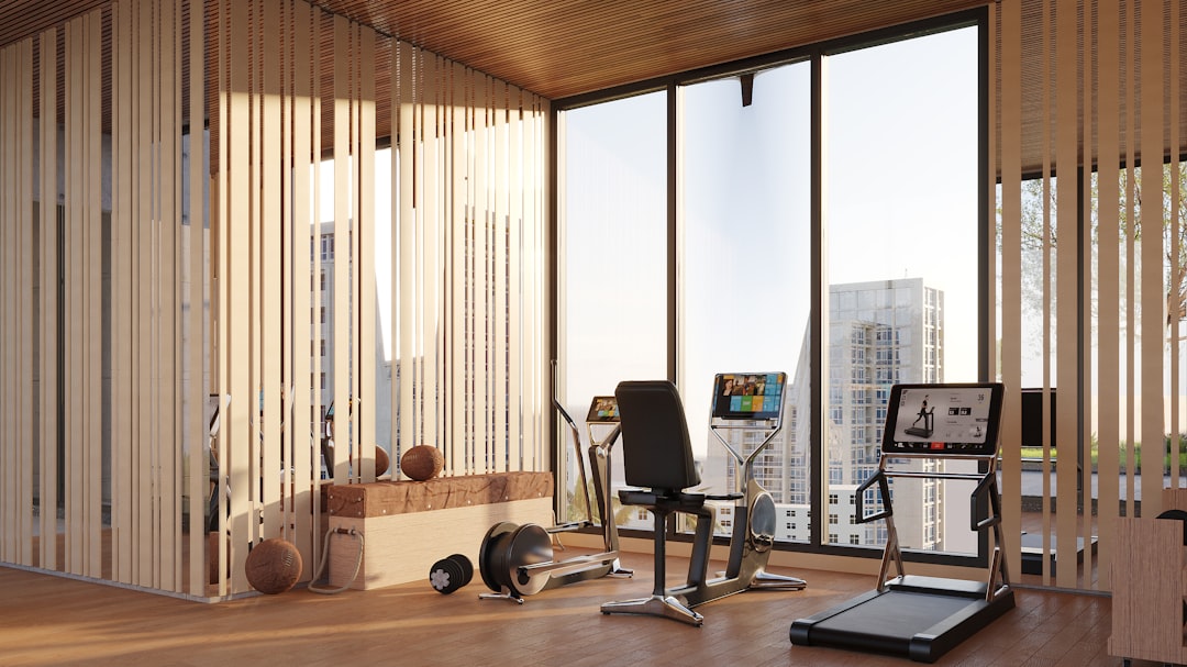 Modern gym interior with exercise equipment
