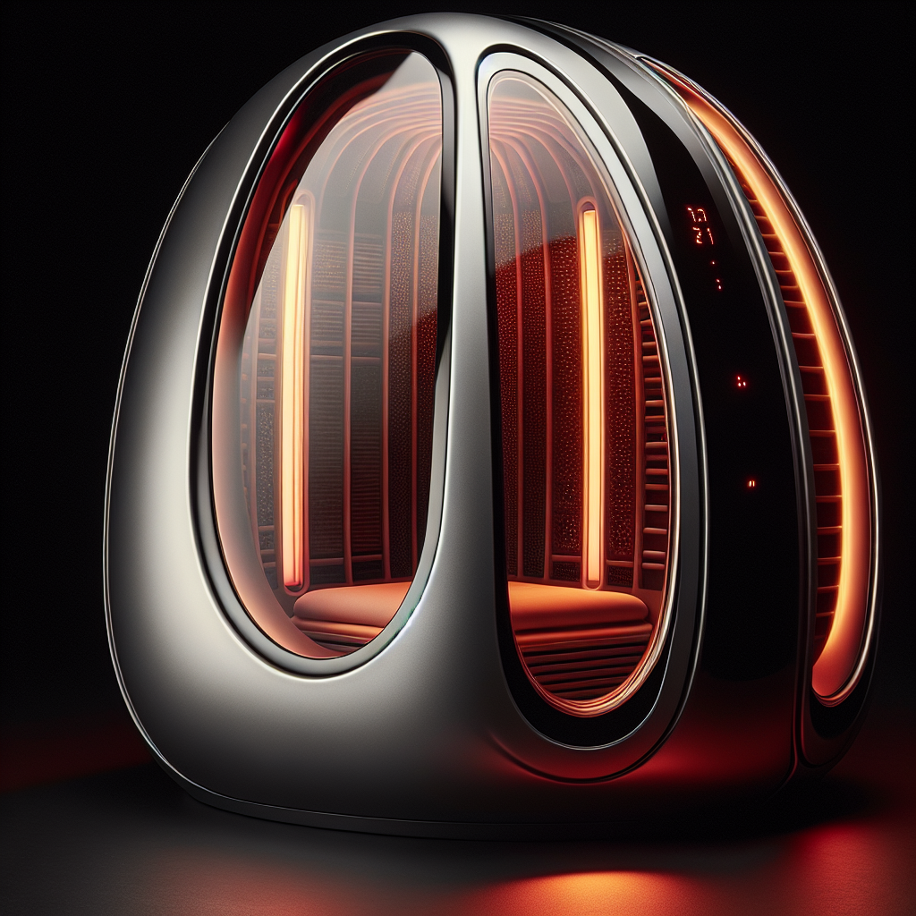 Infrared sauna pod with warm glow