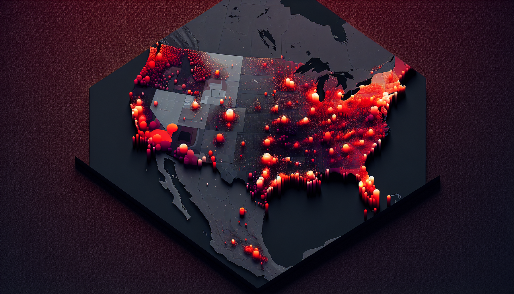 Heat map of the United States showing Hotworx franchise density
