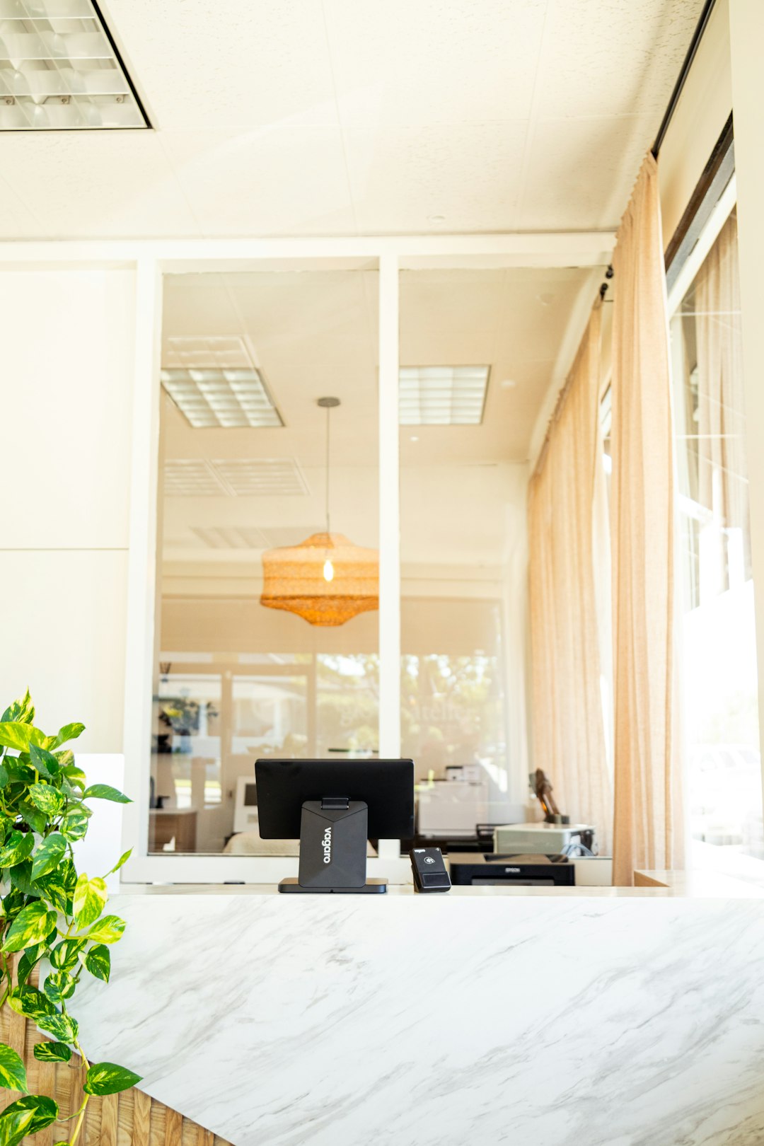 Modern fitness studio front desk area