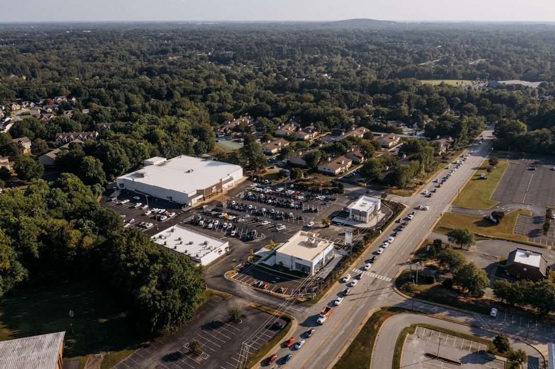 Aerial view of a commercial retail area